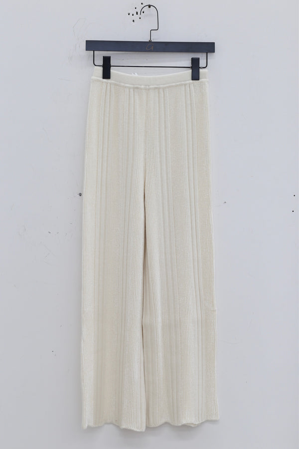 SWAYING/KNIT chenille three-dimensional striped trousers SW23AW3B57 white
